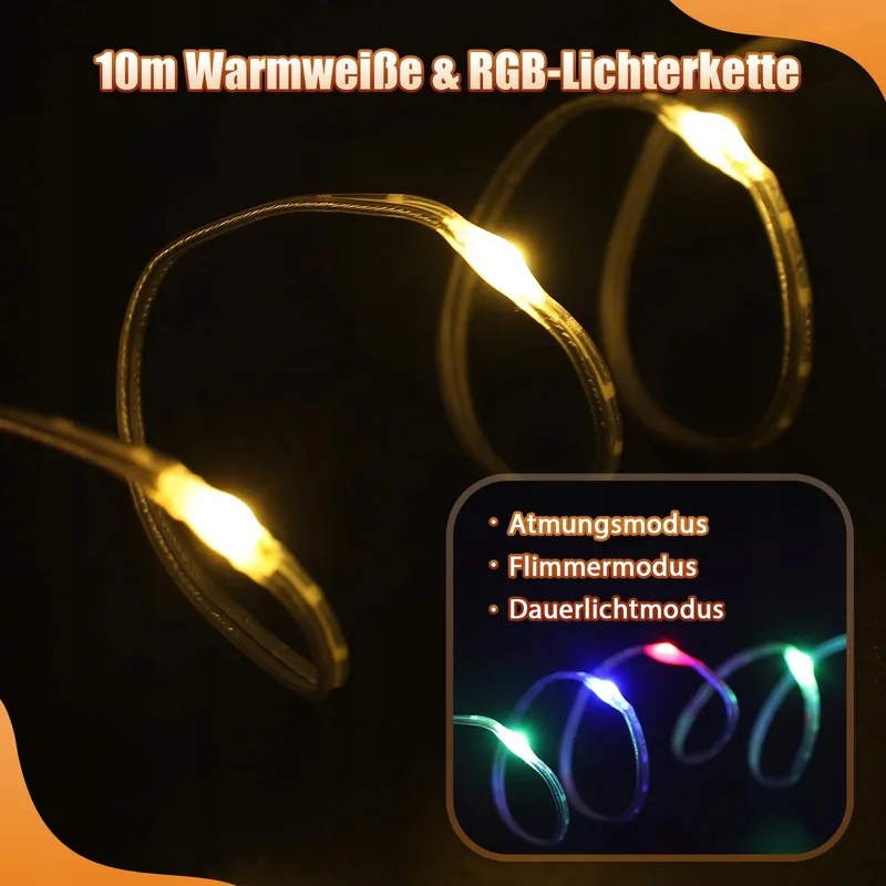 YIZHET Camping LED Lichtsnoer 10M Waterdicht USB Oprolbaar — foto 3