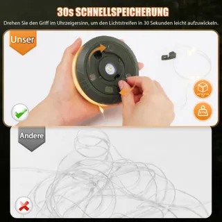 YIZHET Camping LED Lichtsnoer 10M Waterdicht USB Oprolbaar — miniatuur 2