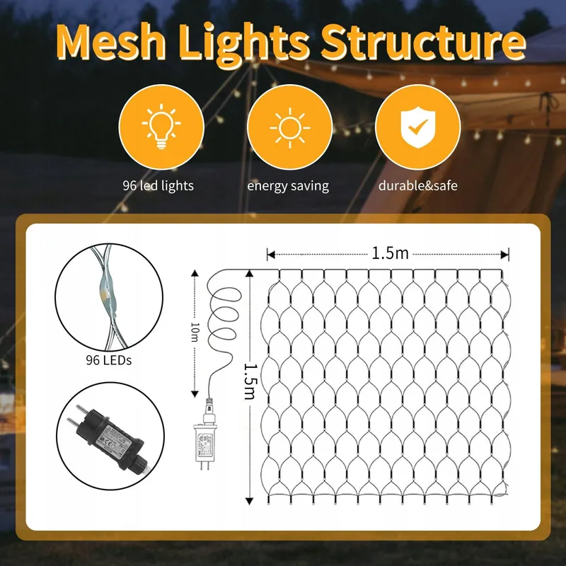GRESONIC Lichternet Decoratieve Verlichting Buiten 96 LED — foto 2