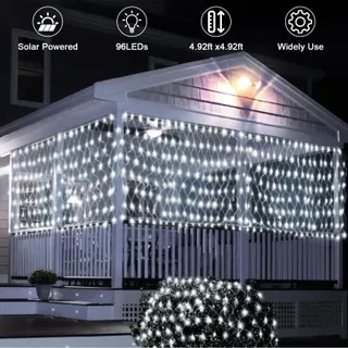 GHONLZIN Solar Lichtnet 1,5x1,5M 96 LED 8 Modi Waterdicht — miniatuur 3