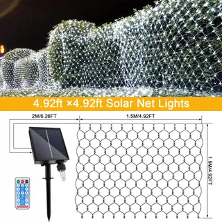 GHONLZIN Solar Lichtnet 1,5x1,5M 96 LED 8 Modi Waterdicht — miniatuur 2