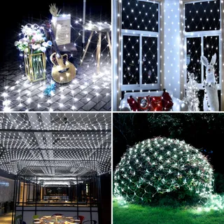 GHONLZIN Solar Lichtnet 1,5x1,5M 96 LED 8 Modi Waterdicht — miniatuur 6