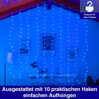 OLLNY LED Lichtgordijn 2x2m 200 LED USB Raam — miniatuur 2