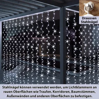 HXWEIYE Lichtgordijn 3x3m 300 LED USB Wit Afstandsbediening — miniatuur 4