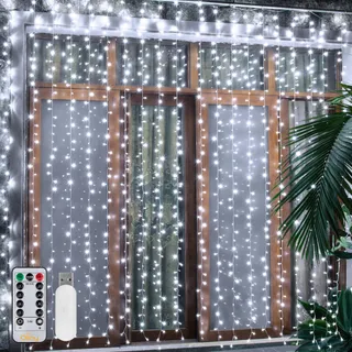 OLLNY Lichtgordijn 3x3M 300 LED USB Afstandsbediening — miniatuur 1