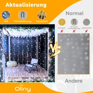 OLLNY Lichtgordijn 3x3M 300 LED USB Afstandsbediening — miniatuur 2