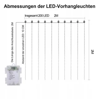 DBFAIRY Lichtgordijn Decoratief 2x2m 200LED 8 Standen — miniatuur 5