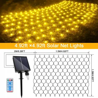 GHONLZIN Solar LED Lichtnet 1,5x1,5M 8 Modi Weerbestendig — miniatuur 5