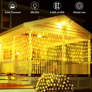 GHONLZIN Solar LED Lichtnet 1,5x1,5M 8 Modi Weerbestendig — miniatuur 2