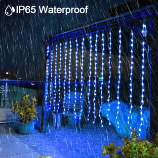 JIMACRO Solar Lichtgordijn Waterdicht 3x3M 300 LED 8 Modi — miniatuur 2