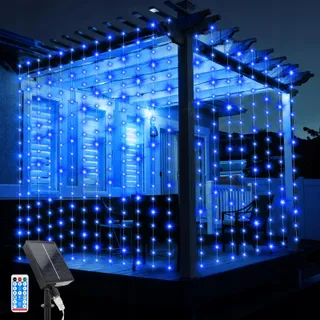 JIMACRO Solar Lichtgordijn Waterdicht 3x3M 300 LED 8 Modi — miniatuur 1