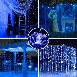 JIMACRO Solar Lichtgordijn Waterdicht 3x3M 300 LED 8 Modi — miniatuur 7