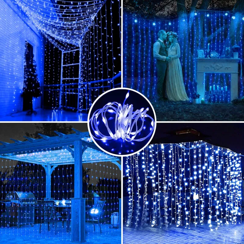 JIMACRO Solar Lichtgordijn Waterdicht 3x3M 300 LED 8 Modi — foto 7