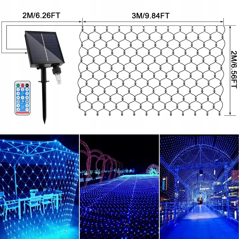 WOSKJXAS Solar Lichternet 192 LED 2x3M — foto 6