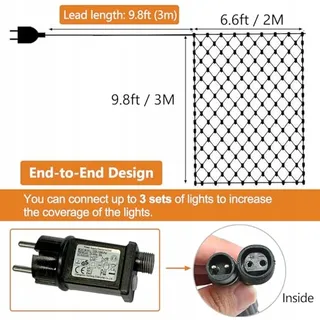 TIYUPA LED Lichtnet Kerst Decoratief 3x2M 204 LED — miniatuur 4