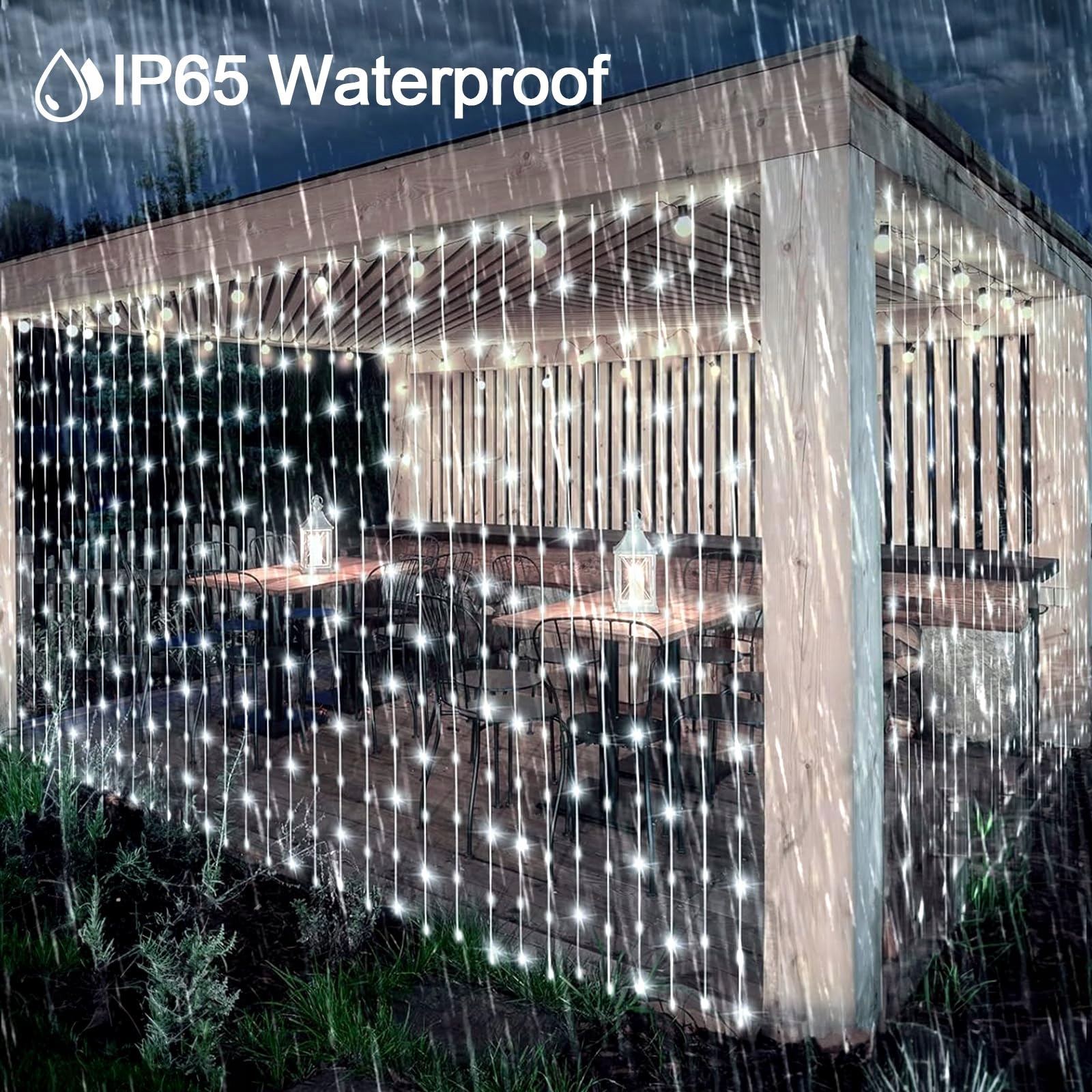 ACXILEXY Solar Lichtgordijn Waterdicht 3x3M 300 LED