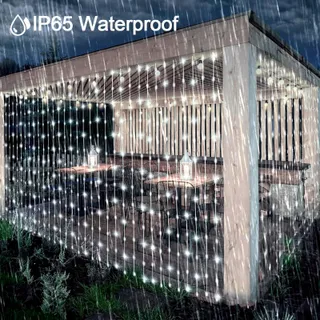 ACXILEXY Solar Lichtgordijn Waterdicht 3x3M 300 LED — miniatuur 1