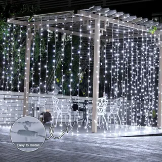 ACXILEXY Solar Lichtgordijn Waterdicht 3x3M 300 LED — miniatuur 5