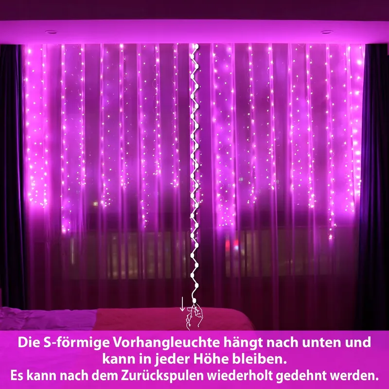 HXWEIYE LED Lichtgordijn 3x3m 300 LED USB Afstandsbediening — foto 4