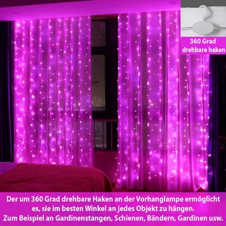 HXWEIYE LED Lichtgordijn 3x3m 300 LED USB Afstandsbediening — miniatuur 2