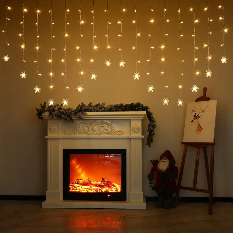BLOOMWIN Lichtgordijn Sneeuwvlok 2x1M 104 LED IP44 Warmwit — foto 9
