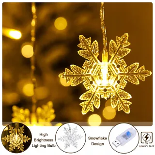 BLOOMWIN Lichtgordijn Sneeuwvlok 2x1M 104 LED IP44 Warmwit — miniatuur 3