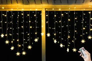 BLOOMWIN Lichtgordijn Sneeuwvlok 2x1M 104 LED IP44 Warmwit — miniatuur 1