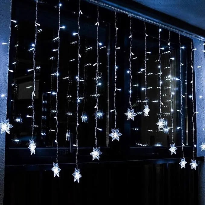 BLOOMWIN Lichtgordijn Sneeuwvlok 2x1M 104 LED IP44 Warmwit — foto 11