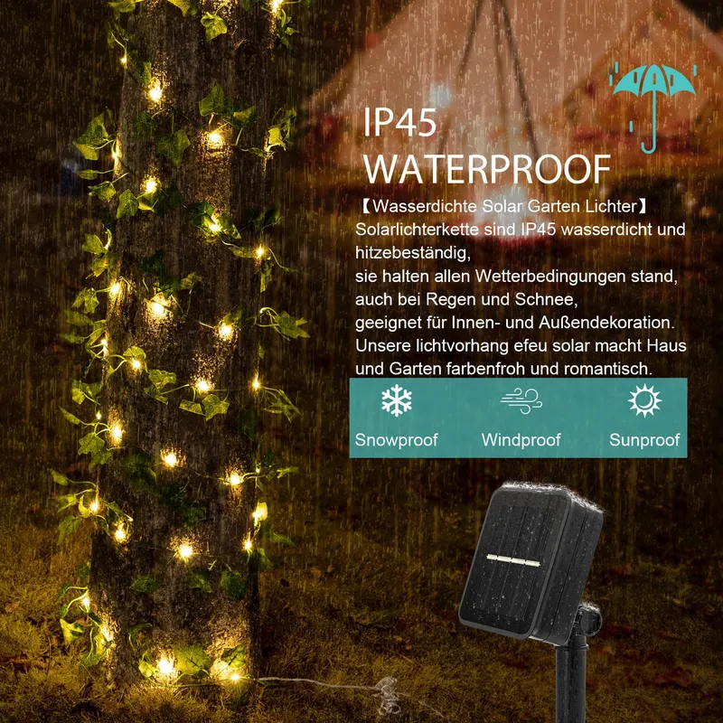 BIGZOM Solar Lichtsnoer Klimop 6m 60 LED 8 Modi — foto 5