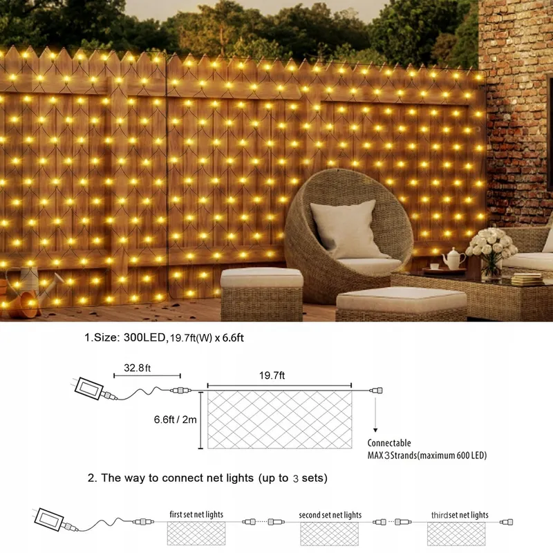 CERIAL Lichternet Buiten Waterdicht 6x2m 300 LED β foto 4
