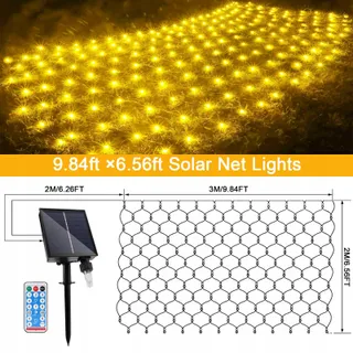 GHONLZIN Solar LED Netverlichting Buiten Waterdicht 192 LED 2x3m — miniatuur 5