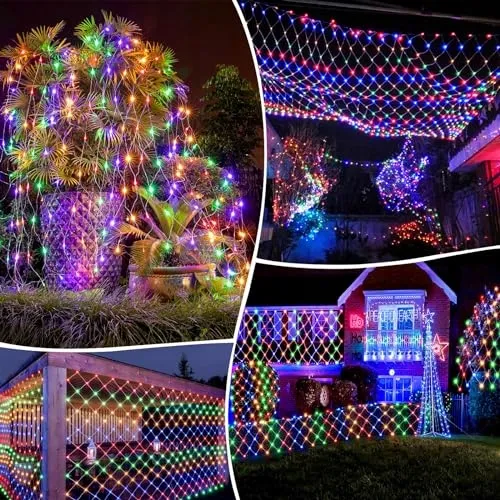 WOSKJXAS Solar LED Lichtnet Waterdicht Kleur 192LED 2x3m β foto 7