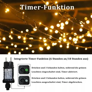 LED Kerstverlichting 500 LED 12 Modi Timer Warmwit — miniatuur 3