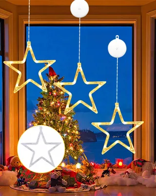 ANMOSSI LED Sterren Kerstdecoratie 3 Stuks Met Timer — miniatuur 4