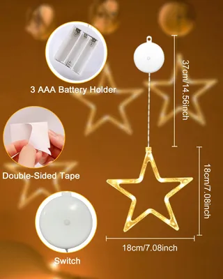 ANMOSSI LED Sterren Kerstdecoratie 3 Stuks Met Timer — miniatuur 2