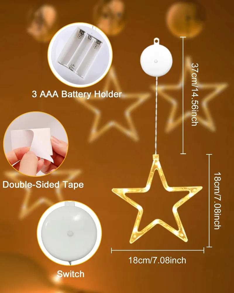 ANMOSSI LED Sterren Kerstdecoratie 3 Stuks Met Timer — foto 2