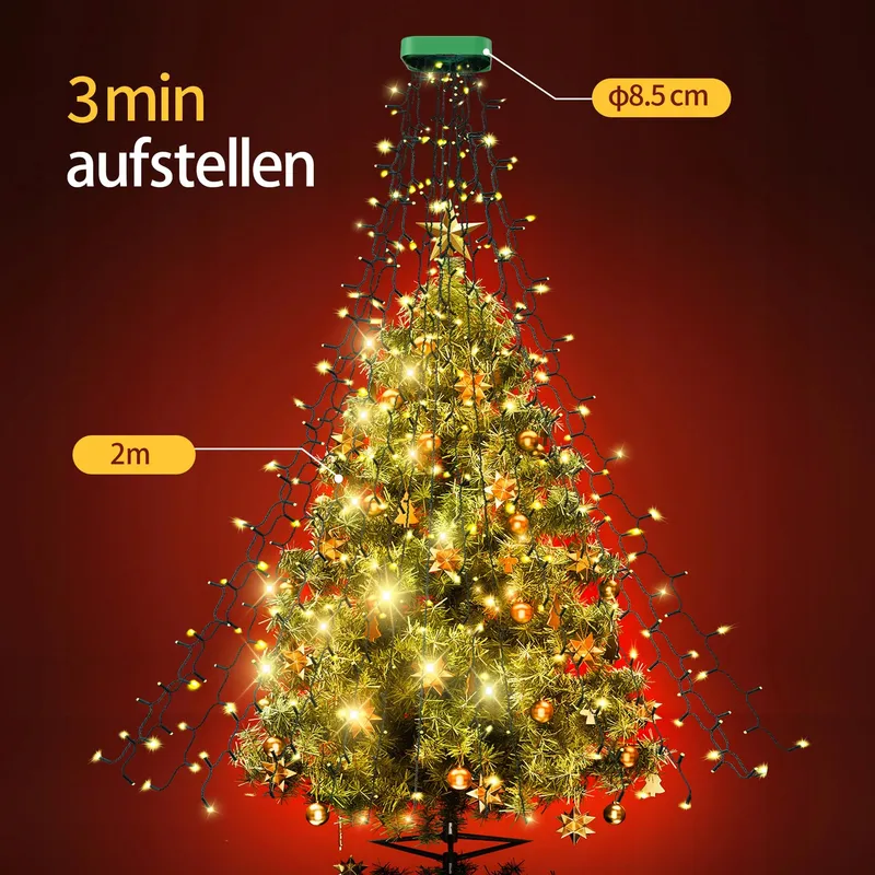 GYLEFY Kerstboomverlichting 2M 400 LED IP65 Waterdicht — foto 3