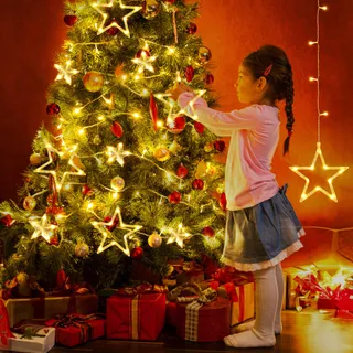 ISHABAO LED Lichtgordijn Sterren Kerst Timer 138 LED — miniatuur 7