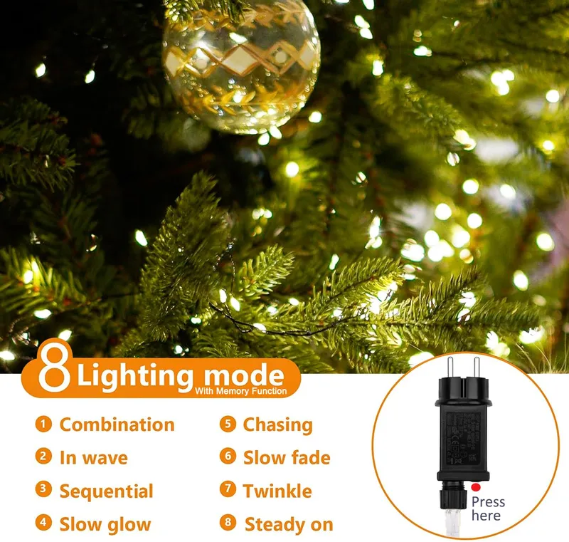 ERWAWEE Kerstverlichting Waterdicht Lichtsnoer 100m 1000 LED — foto 3