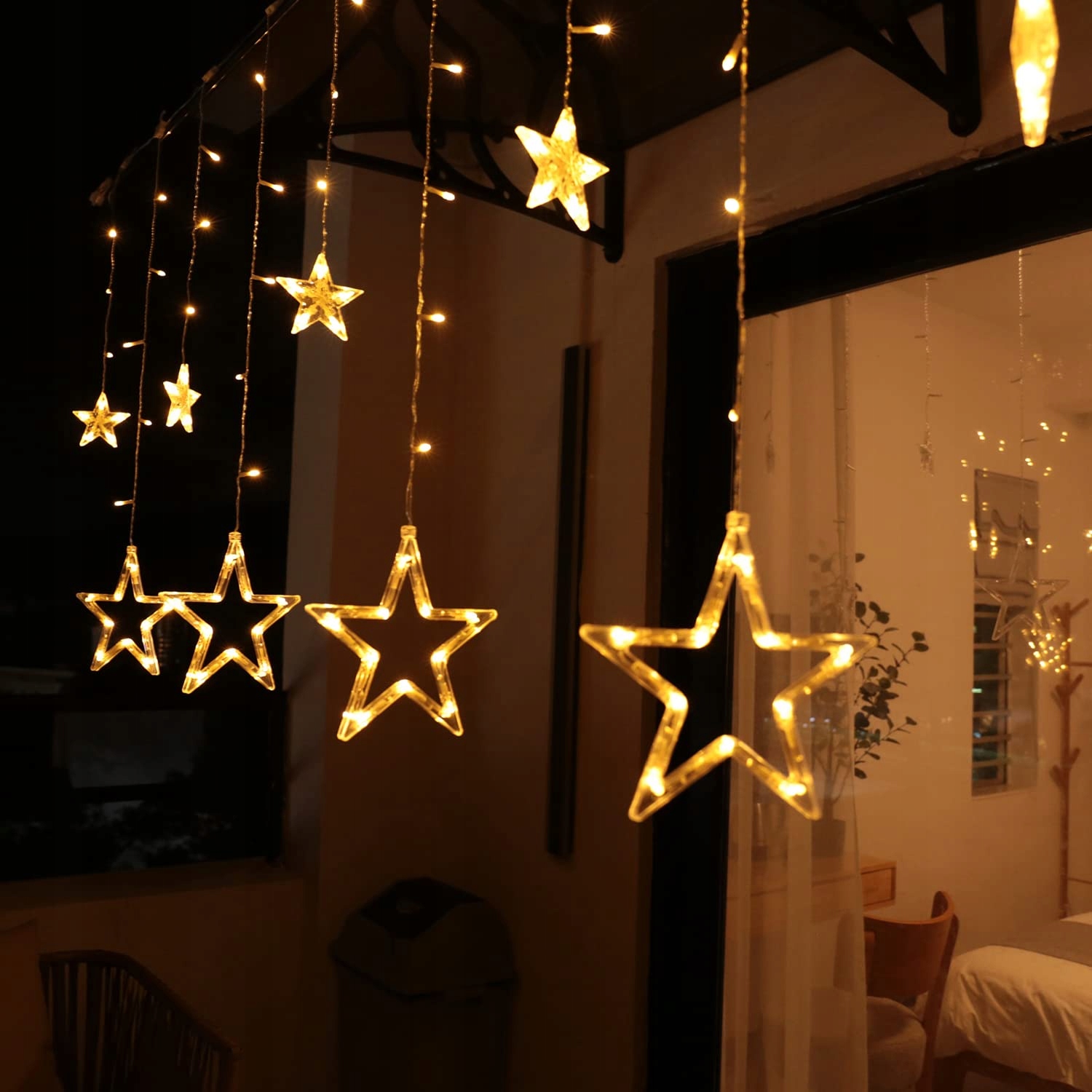 INTERGO LED Lichtgordijn Sterren Kerst 8 Standen 138 LED