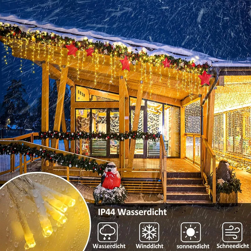 LOYYZ LED Gordijnverlichting Buiten Waterdicht Warm Wit 10M 400 LED — foto 4