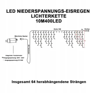 LOYYZ LED Gordijnverlichting Buiten Waterdicht Warm Wit 10M 400 LED — miniatuur 6