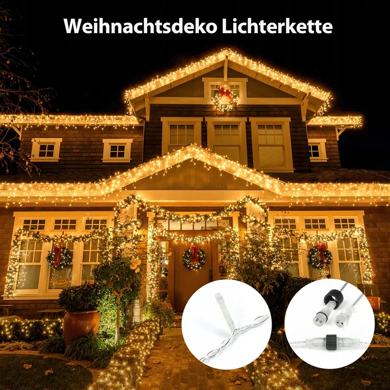 GYLEFY Kerstverlichting Lichtgordijn Buiten IP65 Timer 10M 400 LED — foto 8