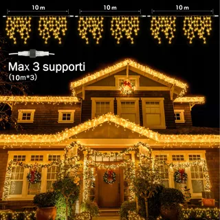GYLEFY Kerstverlichting Lichtgordijn Buiten IP65 Timer 10M 400 LED — miniatuur 4