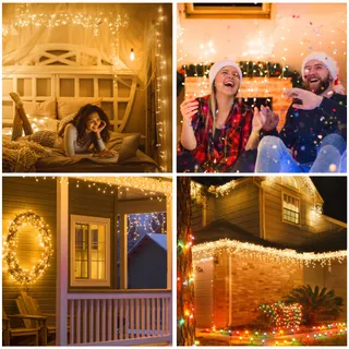 GYLEFY Kerstverlichting Lichtgordijn Buiten IP65 Timer 10M 400 LED — miniatuur 6