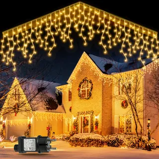 GYLEFY Kerstverlichting Lichtgordijn Buiten IP65 Timer 10M 400 LED — miniatuur 1