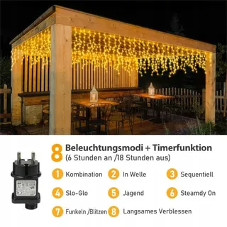 GYLEFY Kerstverlichting Lichtgordijn Buiten IP65 Timer 10M 400 LED — miniatuur 7