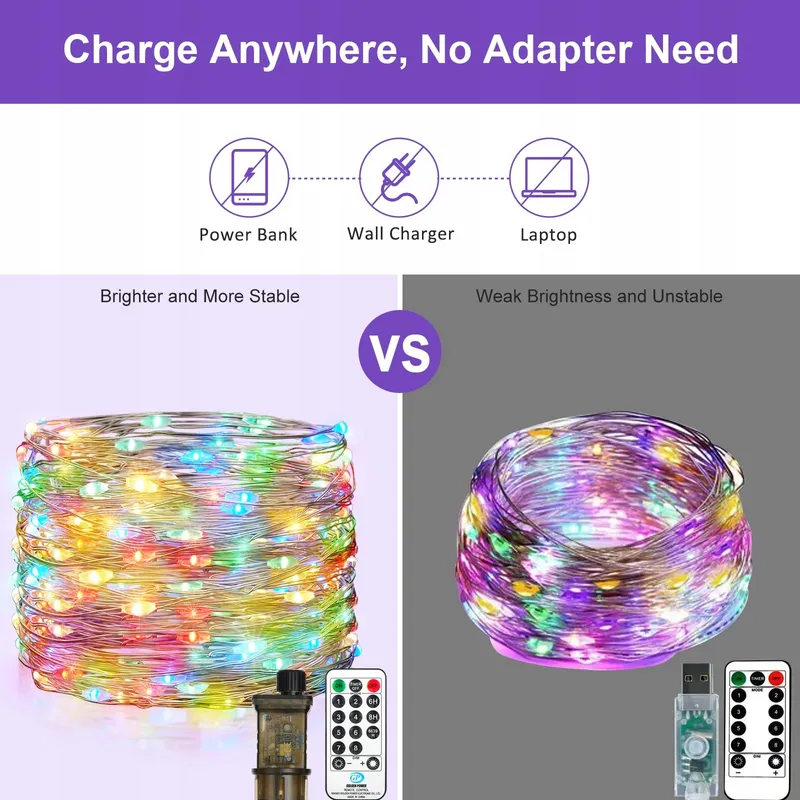 VACOULERY LED Lichtsnoer Afstandsbediening Multikleur 23M 200 LED — foto 7