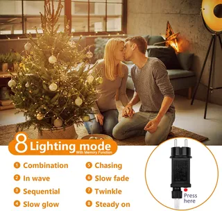 ERWAWEE Kerstverlichting Waterdicht 8 Standen 200M — miniatuur 2