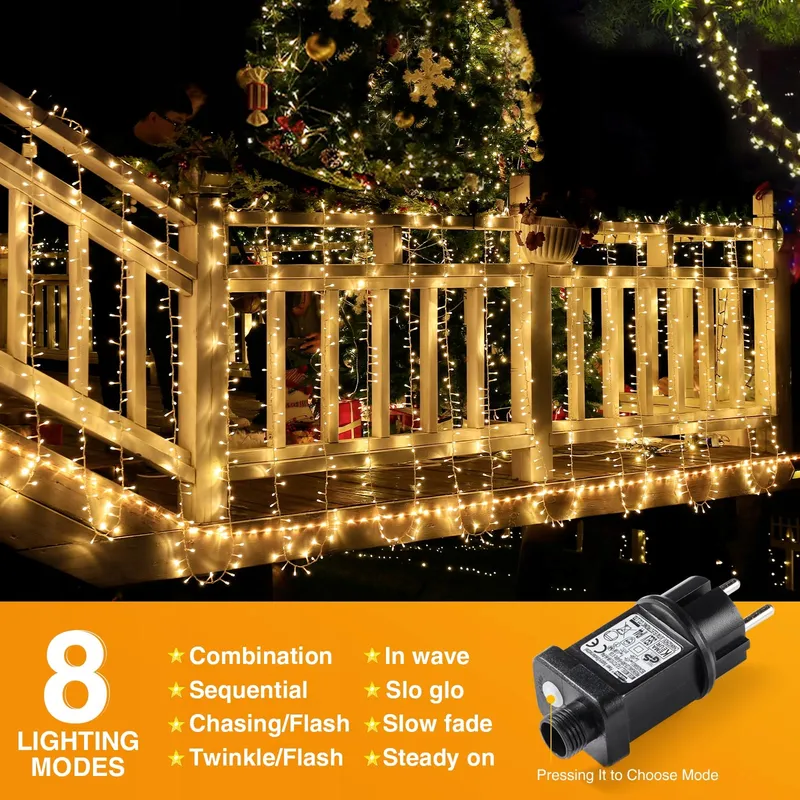 GLOBALINK Kerstverlichting Lichtketting Buiten 8 Standen 25M 1000 LED — foto 4